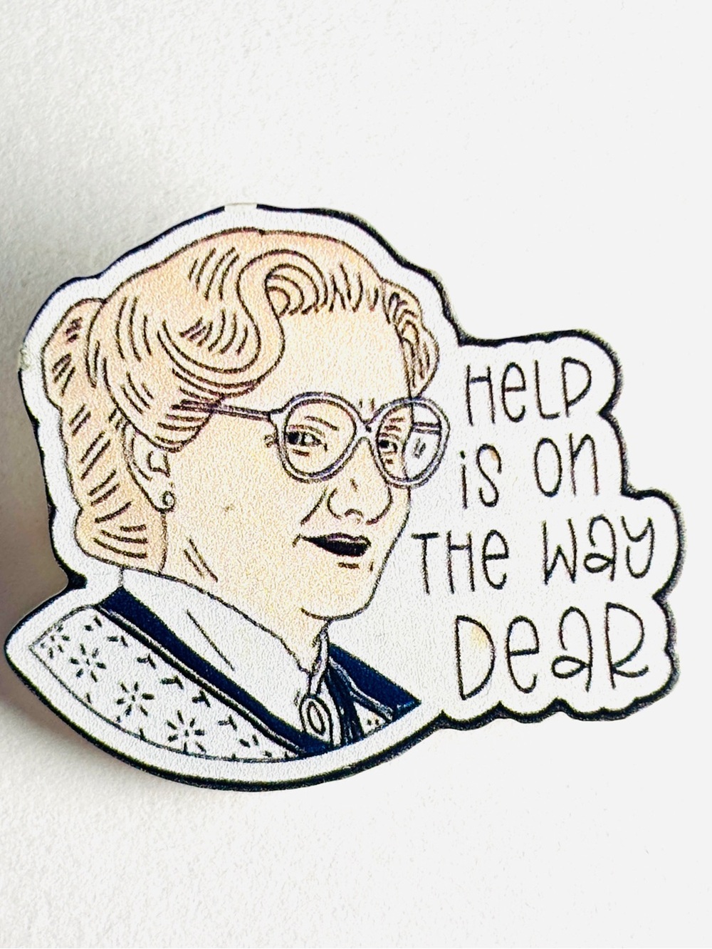 Mrs Doubtfire Unisex Acrylic Brooch, NWT